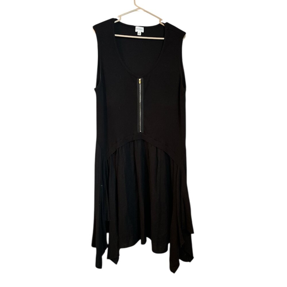 For Cynthia Black Dress with Zipper Front mid length size 2X